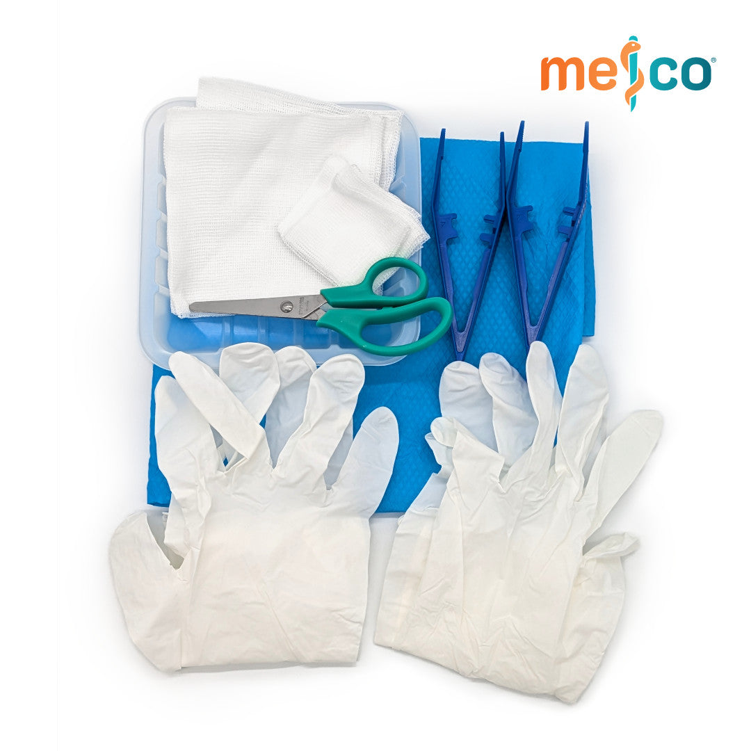 meco Wundversorgungs-Set mit Handschuhgröße L (mit Kompressen)